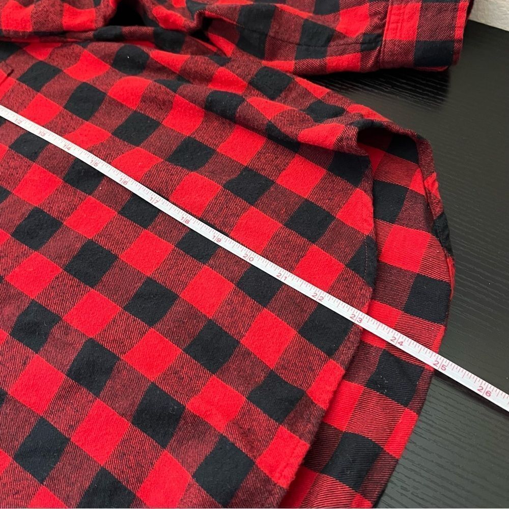 ✨ Madewell Women’s Red Black Buffalo Plaid Collared Long Sleeve Shirt Medium - Picture 11 of 11